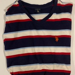 US polo Assn. striped V-neck tee